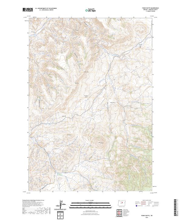 Toney Butte topographic map thumbnail