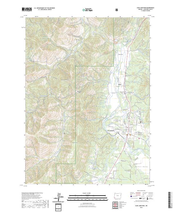 Cave Junction topographic map thumbnail