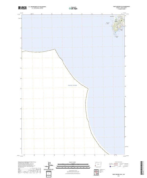 Port Orford OE W topographic map thumbnail