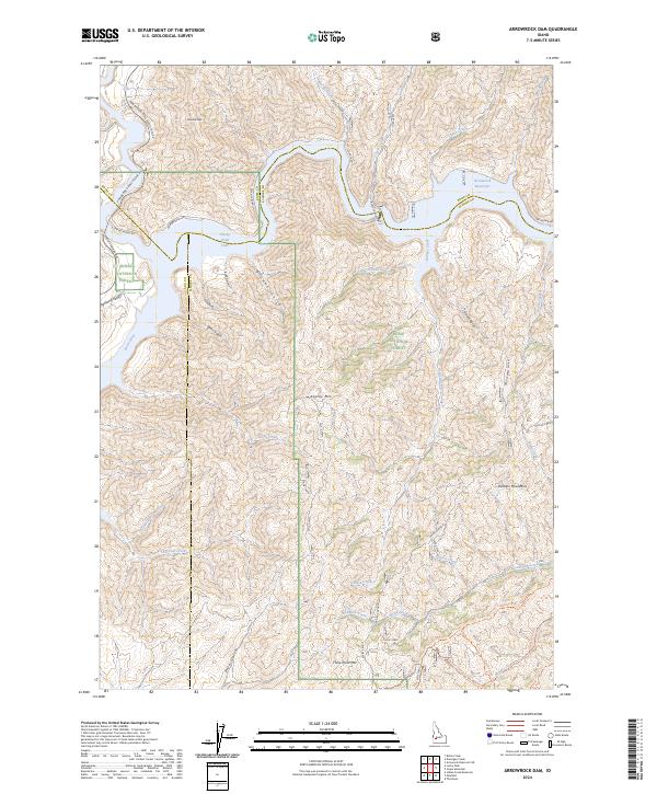 Arrowrock Dam topographic map thumbnail