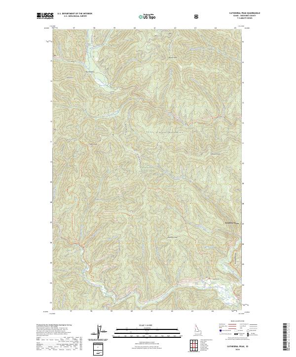 Cathedral Peak topographic map thumbnail