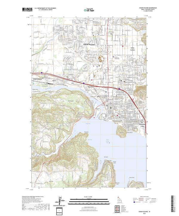 Coeur D'Alene topographic map thumbnail
