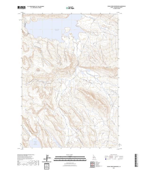 Crane Creek Reservoir topographic map thumbnail