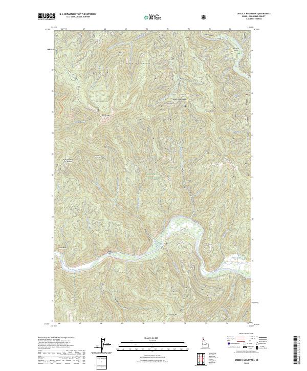 Grizzly Mountain topographic map thumbnail