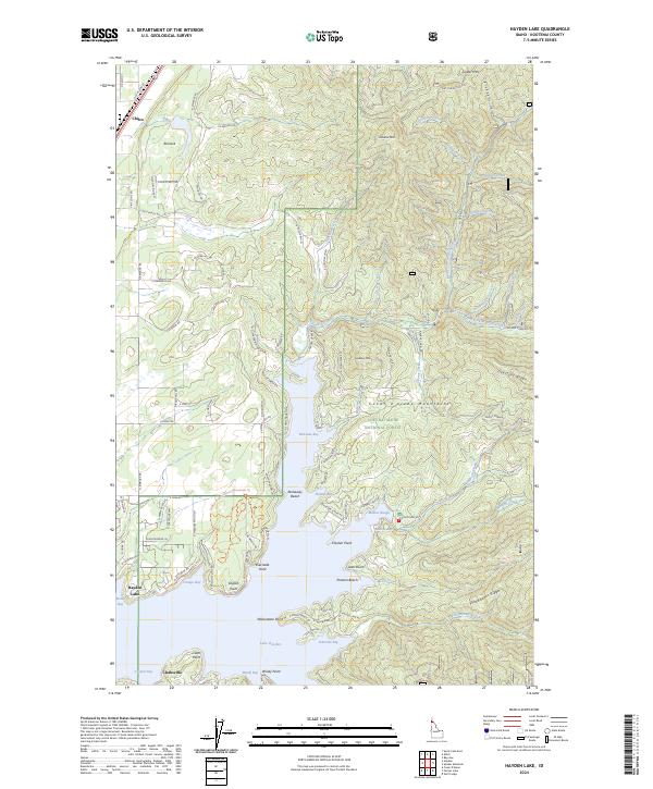 Hayden Lake topographic map thumbnail