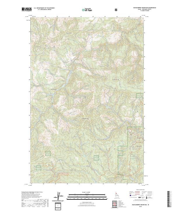 Huckleberry Mountain topographic map thumbnail