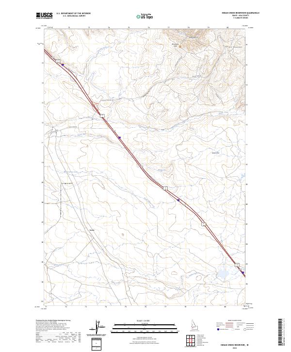 Indian Creek Reservoir topographic map thumbnail