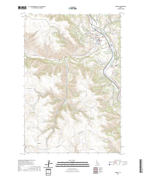 Kamiah topographic map thumbnail
