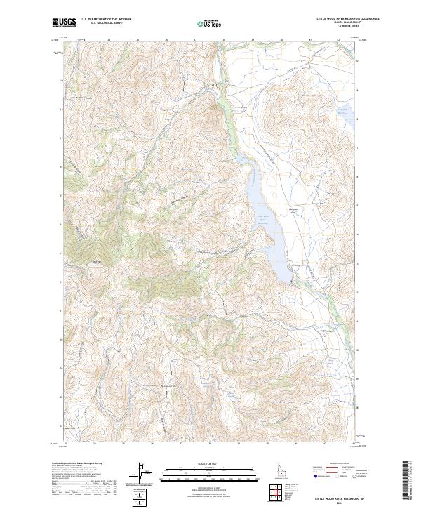 Little Wood River Reservoir topographic map thumbnail