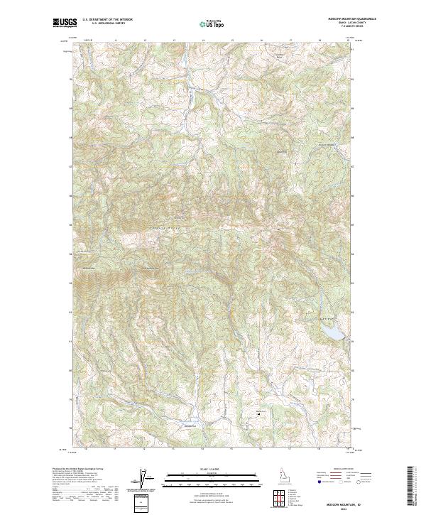 Moscow Mountain topographic map thumbnail
