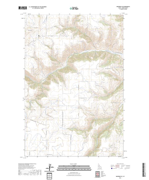 Nezperce SE topographic map thumbnail
