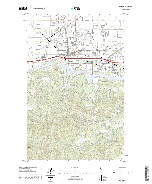 Post Falls topographic map thumbnail