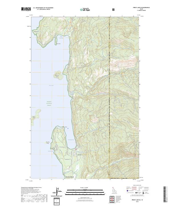 Priest Lake SE topographic map thumbnail