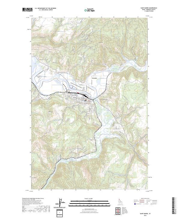 Saint Maries topographic map thumbnail