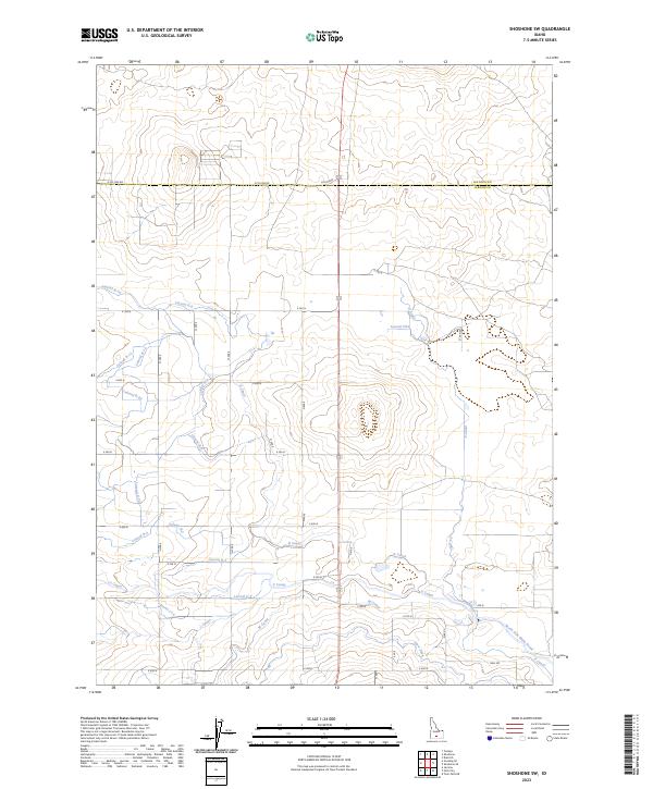 Shoshone SW topographic map thumbnail