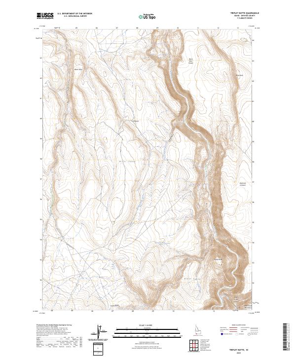 Triplet Butte topographic map thumbnail
