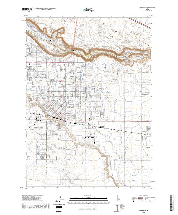 Twin Falls 2024 topographic map thumbnail