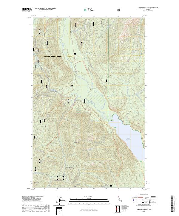 Upper Priest Lake topographic map thumbnail
