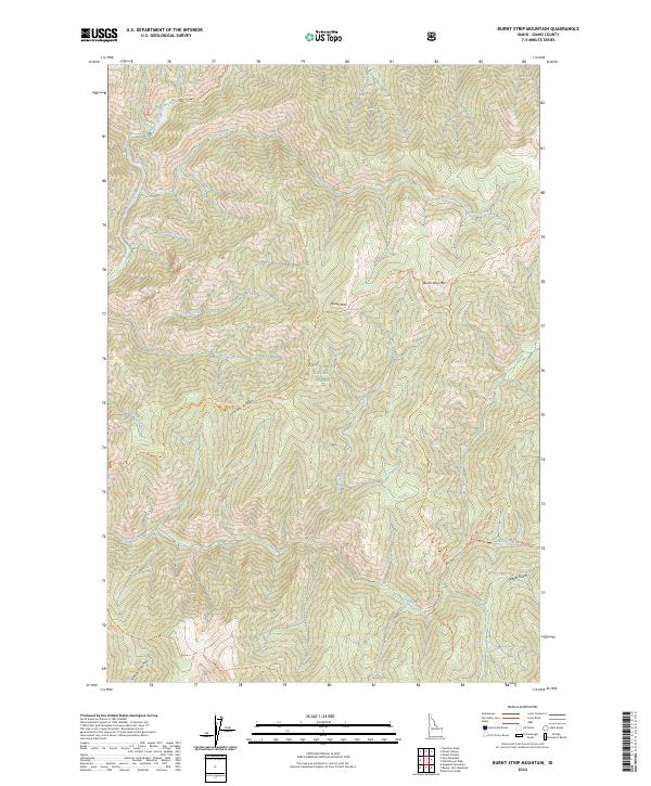 Burnt Strip Mountain topographic map thumbnail