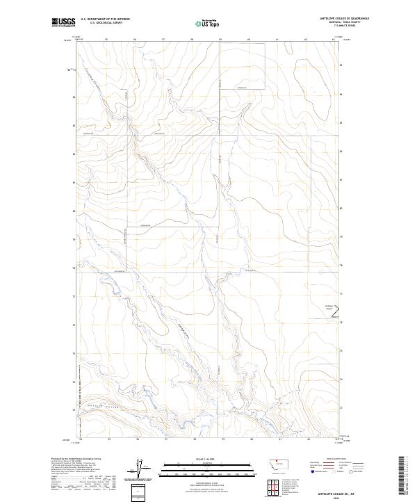 Antelope Coulee SE topographic map thumbnail