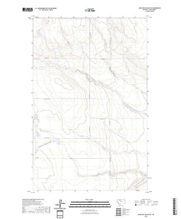 Antelope Coulee SW topographic map thumbnail