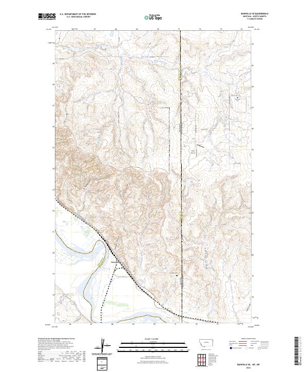 Bainville SE topographic map thumbnail