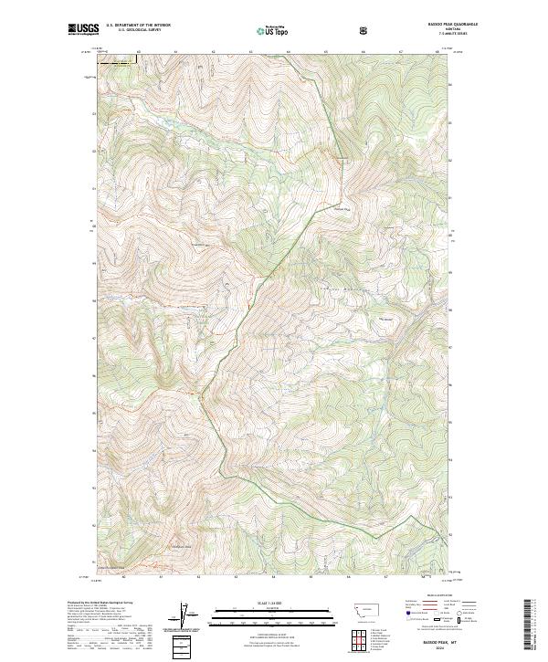 Bassoo Peak topographic map thumbnail