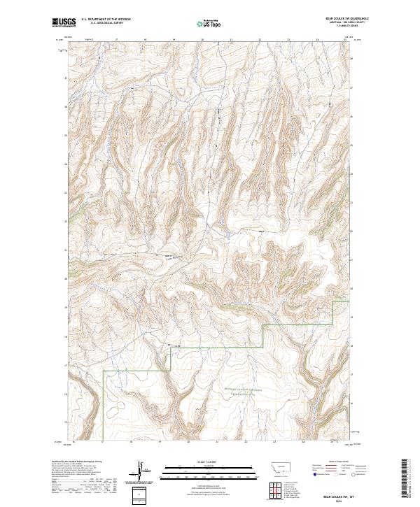 Bear Coulee SW topographic map thumbnail