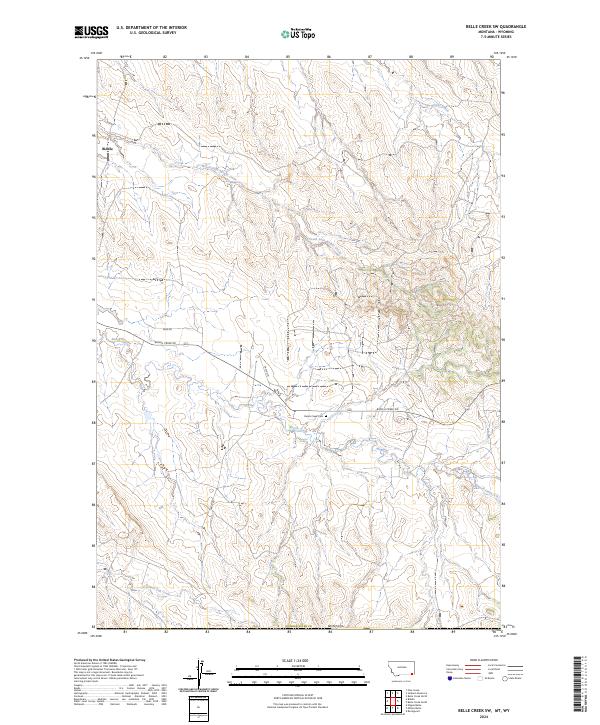 Belle Creek SW topographic map thumbnail