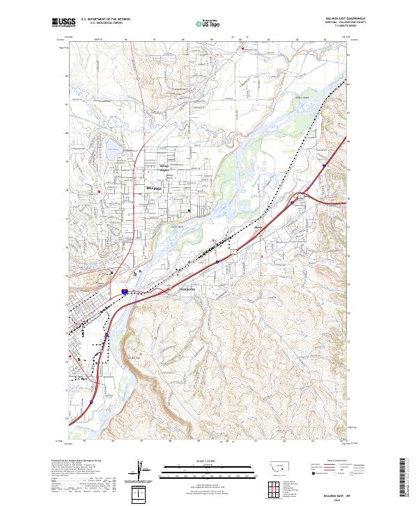 Billings East topographic map thumbnail