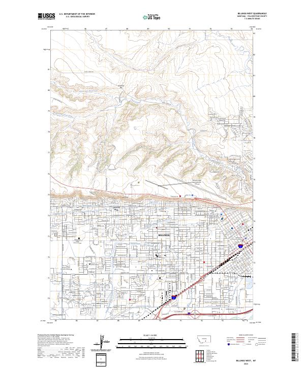 Billings West topographic map thumbnail