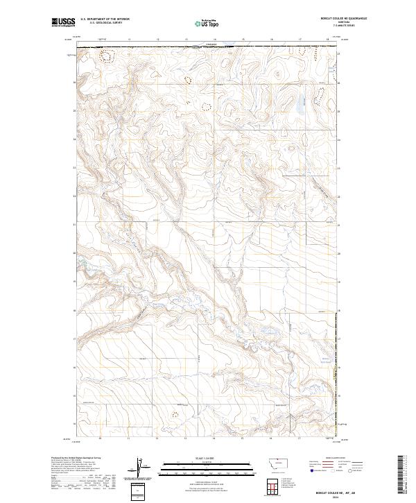 Bobcat Coulee NE topographic map thumbnail