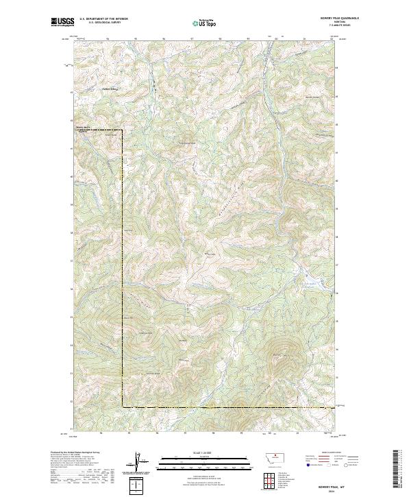 Bowery Peak topographic map thumbnail