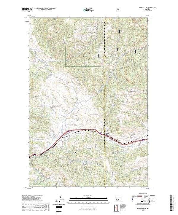 Bozeman Pass topographic map thumbnail