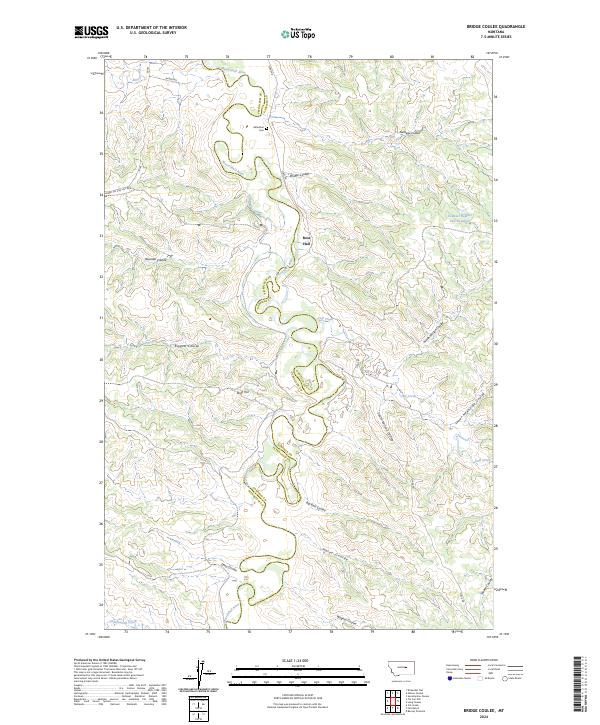 Bridge Coulee topographic map thumbnail
