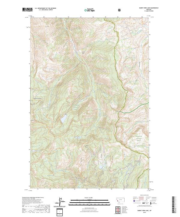 Burnt Fork Lake topographic map thumbnail