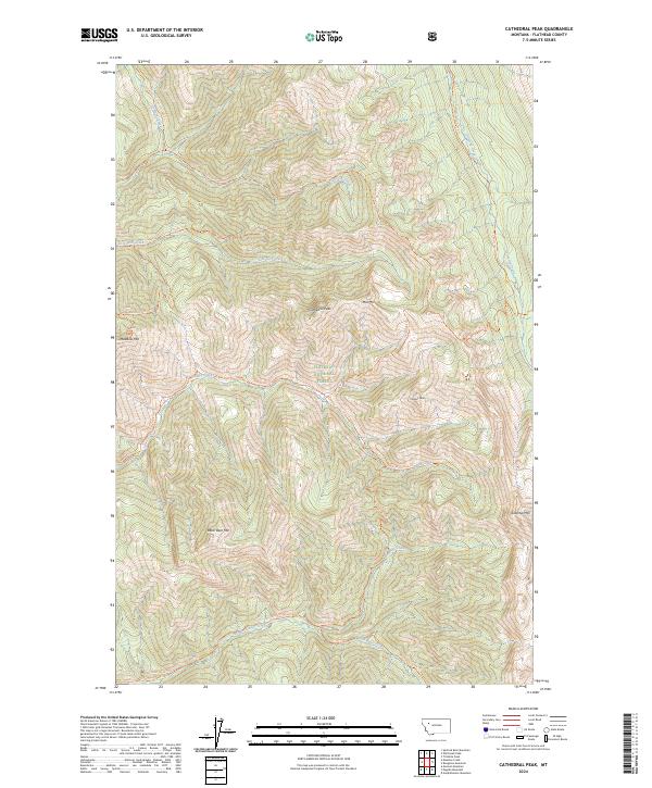 Cathedral Peak topographic map thumbnail
