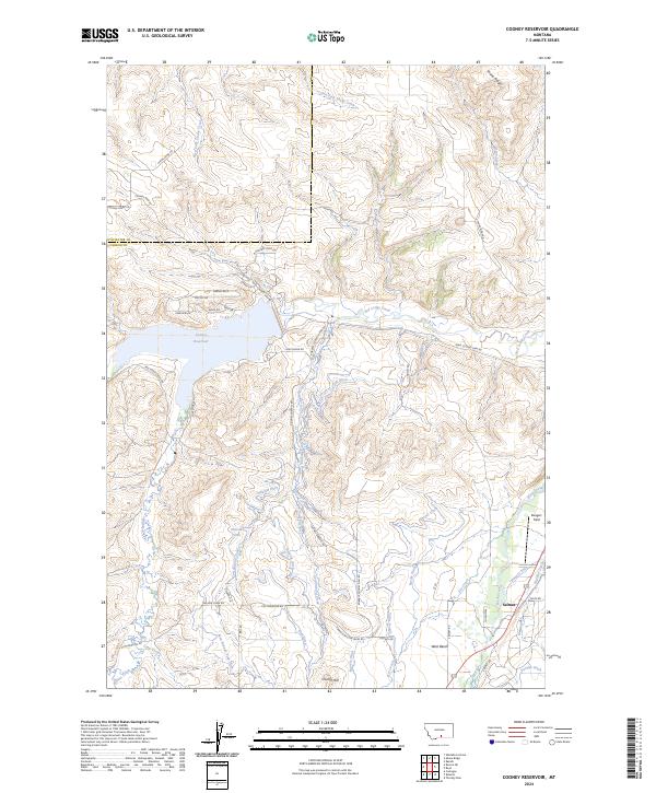 Cooney Reservoir topographic map thumbnail