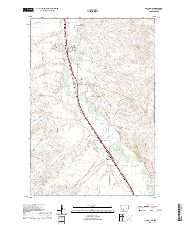 Crow Agency topographic map thumbnail