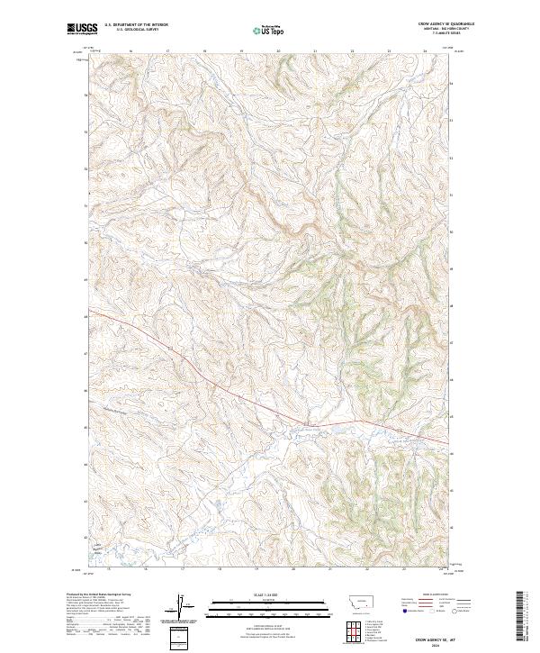Crow Agency SE topographic map thumbnail