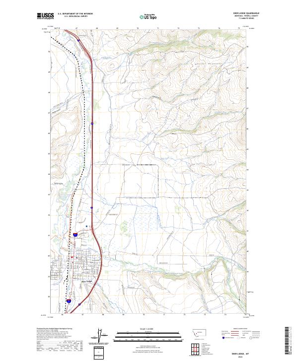Deer Lodge topographic map thumbnail