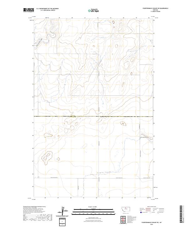 Fourteenmile Coulee SW topographic map thumbnail