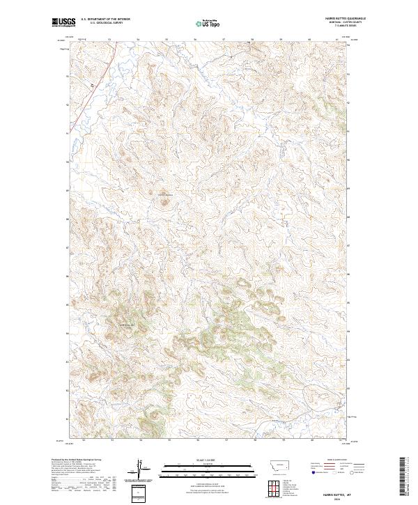 Harris Buttes topographic map thumbnail