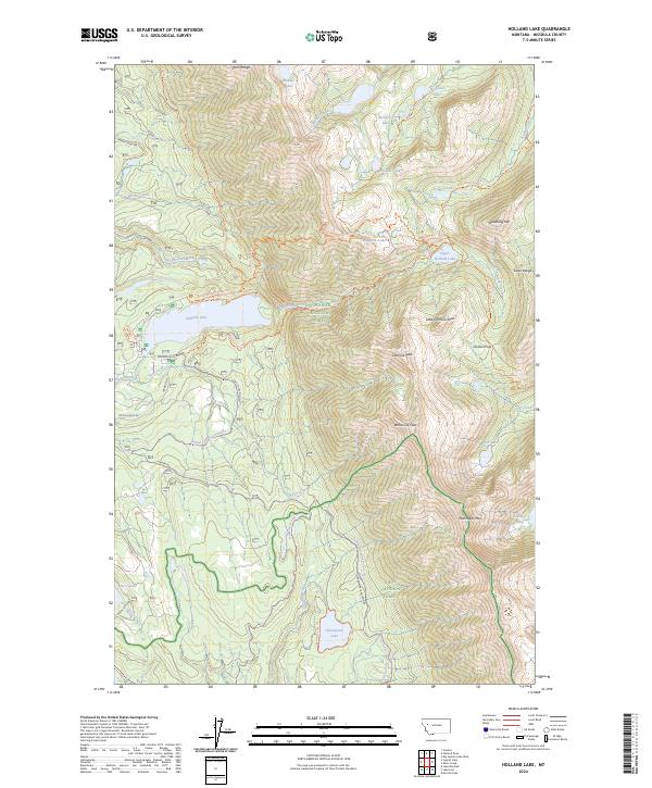 Holland Lake topographic map thumbnail