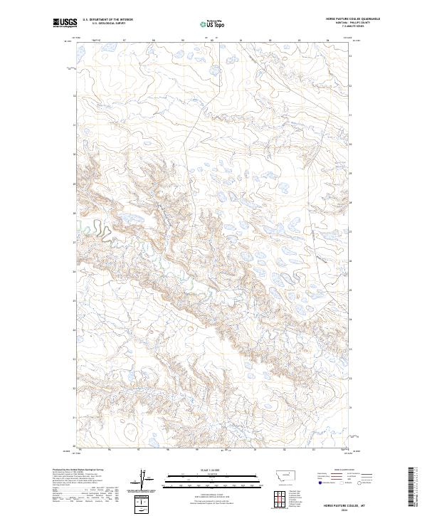 Horse Pasture Coulee topographic map thumbnail
