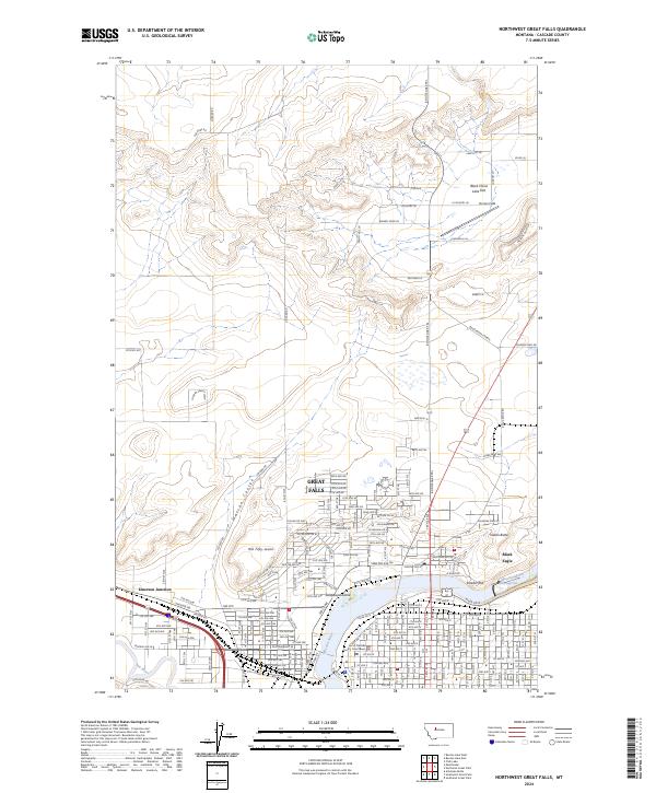 Northwest Great Falls topographic map thumbnail
