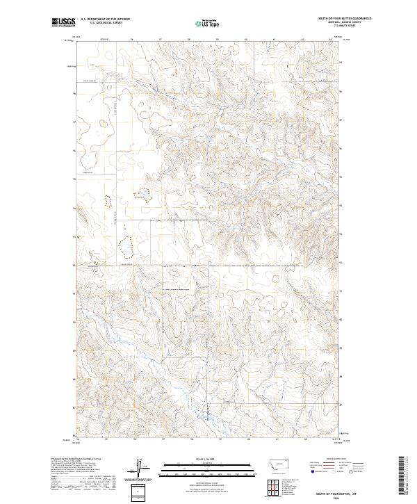 South of Four Buttes topographic map thumbnail