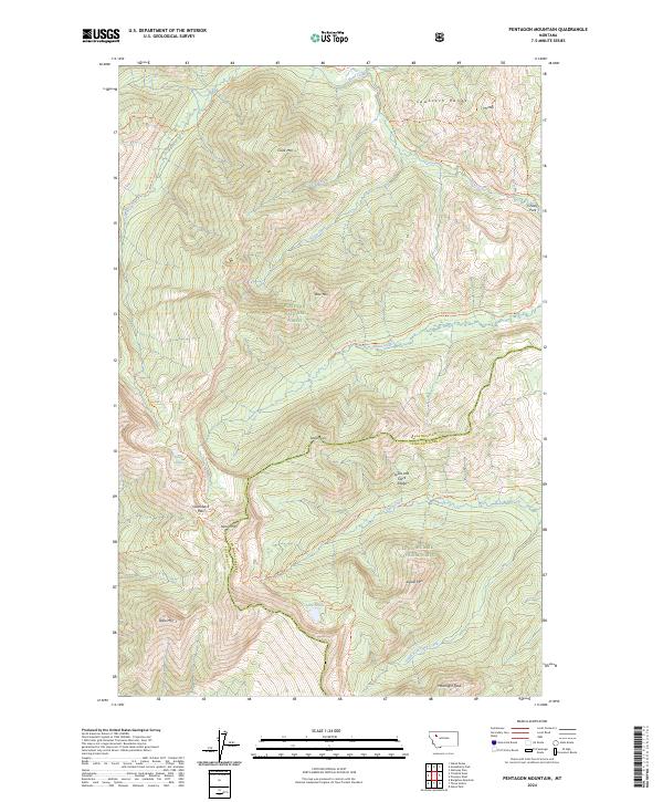 Pentagon Mountain topographic map thumbnail