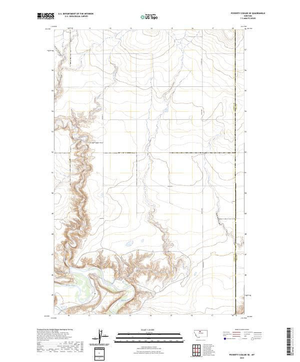 Poverty Coulee SE topographic map thumbnail