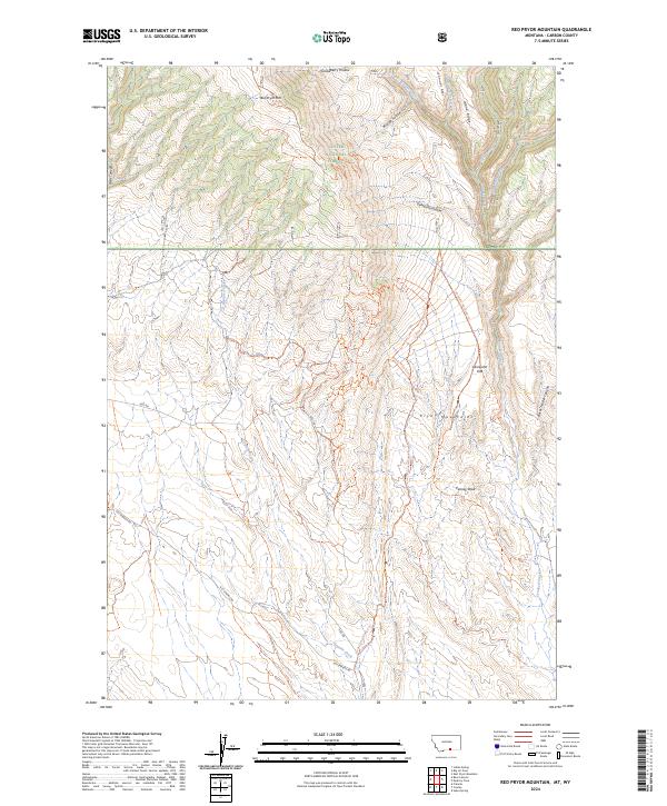 Red Pryor Mountain topographic map thumbnail